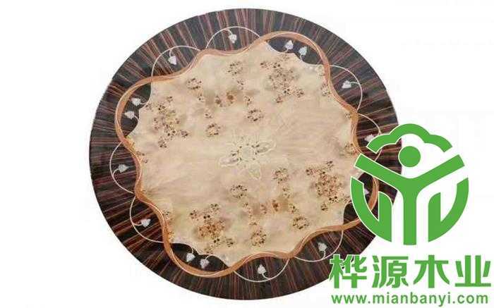 圆桌面拼花面板，木皮拼花厂家定做